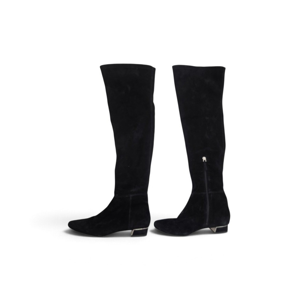 Tory Burch Black Suede Over The Knee Boots sz 7.5 Boho Feminine Grunge Old Money
